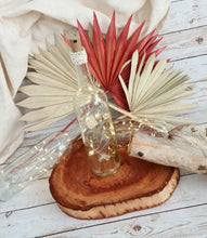 Load image into Gallery viewer, Boho Lace - Glass bottles with fairy lights - HIRE ONLY
