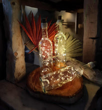 Load image into Gallery viewer, Boho Lace - Glass bottles with fairy lights - HIRE ONLY
