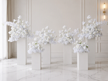 Load image into Gallery viewer, White floor / plinth flowers MEDIUM – 2 available - HIRE ONLY
