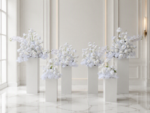 Load image into Gallery viewer, White floor / plinth flowers MEDIUM – 2 available - HIRE ONLY
