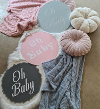 Load image into Gallery viewer, Baby shower green / pink flowers &amp; easel - Oh Baby - Welcome sign - HIRE ONLY
