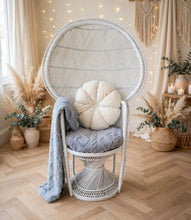 Load image into Gallery viewer, White peacock chair with cushions LARGE - HIRE ONLY
