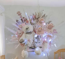 Load image into Gallery viewer, Dusty pink everlasting flowers &amp; bear in chest - HIRE ONLY
