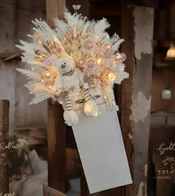 Load image into Gallery viewer, Dusty pink everlasting flowers &amp; bear in chest - HIRE ONLY
