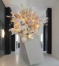 Load image into Gallery viewer, White mesh &amp; pink flowers - 1st Birthday - HIRE ONLY

