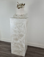 Load image into Gallery viewer, Pearl White textured acrylic plinth cake / flower stand - 90cm tall
