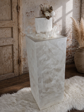 Load image into Gallery viewer, Pearl White textured acrylic plinth cake / flower stand - 90cm tall
