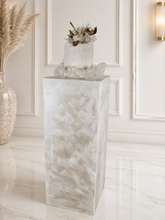 Load image into Gallery viewer, Pearl White textured acrylic plinth cake / flower stand - 90cm tall
