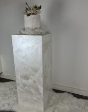 Load image into Gallery viewer, Pearl White textured acrylic plinth cake / flower stand - 90cm tall
