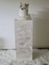 Load image into Gallery viewer, Pearl White textured acrylic plinth cake / flower stand - 90cm tall
