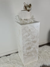 Load image into Gallery viewer, Pearl White textured acrylic plinth cake / flower stand - 90cm tall
