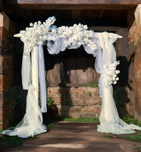 Load image into Gallery viewer, White wooden arbour &amp; flowers - Basic - HIRE ONLY
