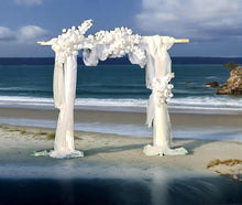 Load image into Gallery viewer, White wooden arbour &amp; flowers - Basic - HIRE ONLY

