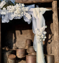 Load image into Gallery viewer, White wooden arbour &amp; flowers - Basic - HIRE ONLY
