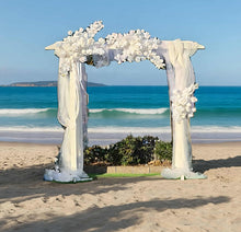 Load image into Gallery viewer, White wooden arbour &amp; flowers - Advanced - HIRE ONLY
