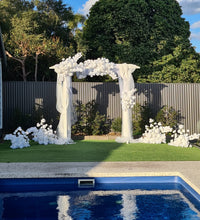 Load image into Gallery viewer, White wooden arbour &amp; flowers - Advanced - HIRE ONLY
