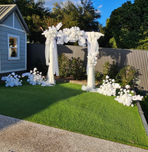 Load image into Gallery viewer, White wooden arbour &amp; flowers - Advanced - HIRE ONLY
