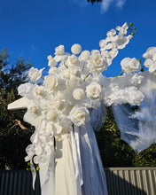 Load image into Gallery viewer, White wooden arbour &amp; flowers - Advanced - HIRE ONLY
