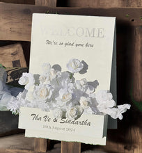 Load image into Gallery viewer, White wooden arbour &amp; flowers - Deluxe - HIRE ONLY
