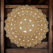 Load image into Gallery viewer, Boho Round jute rug - HIRE ONLY

