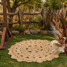 Load image into Gallery viewer, Boho Round jute rug - HIRE ONLY
