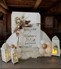 Load image into Gallery viewer, White Welcome Sign Stand ONLY - wedding events - HIRE ONLY
