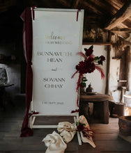 Load image into Gallery viewer, White Welcome Sign Stand , seating chart - Wedding, events - HIRE ONLY
