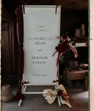 Load image into Gallery viewer, White Welcome Sign Stand , seating chart - Wedding, events - HIRE ONLY
