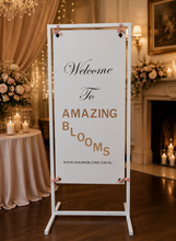 Load image into Gallery viewer, White Welcome Sign Stand , seating chart - Wedding, events - HIRE ONLY
