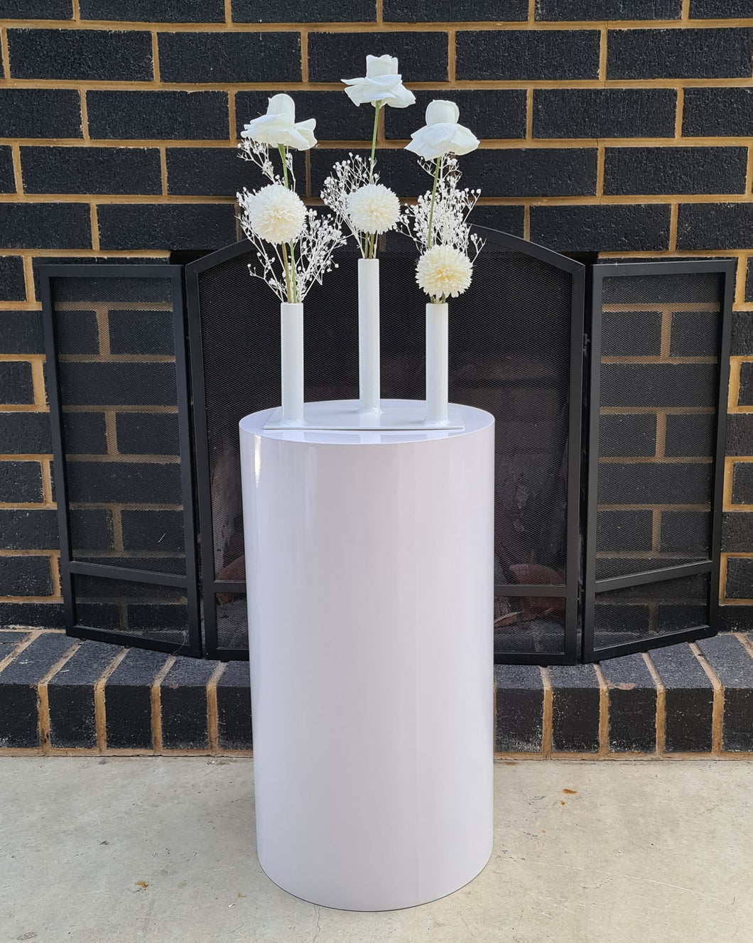 White cylinder plinth cake or flower stand - 60cm - HIRE ONLY