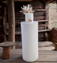 Load image into Gallery viewer, White cylinder plinth cake or flower stand - 90cm - HIRE ONLY
