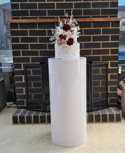 Load image into Gallery viewer, White cylinder plinth cake or flower stand - 90cm - HIRE ONLY
