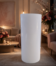 Load image into Gallery viewer, White cylinder plinth cake or flower stand - 90cm - HIRE ONLY
