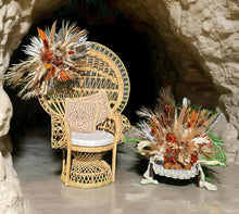 Load image into Gallery viewer, Rustic package – flowers &amp;  Queen peacock chair - HIRE ONLY
