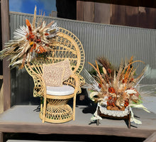 Load image into Gallery viewer, Rustic package – flowers &amp;  Queen peacock chair - HIRE ONLY
