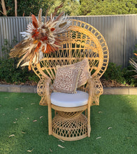 Load image into Gallery viewer, Rustic package – flowers &amp;  Queen peacock chair - HIRE ONLY
