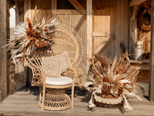 Load image into Gallery viewer, Rustic package – flowers &amp;  Queen peacock chair - HIRE ONLY
