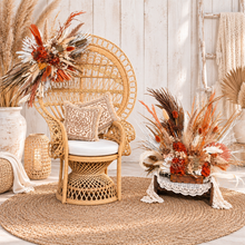 Load image into Gallery viewer, Rustic package – flowers &amp;  Queen peacock chair - HIRE ONLY
