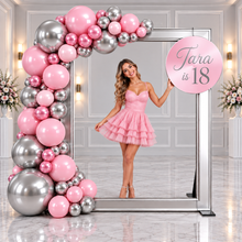 Load image into Gallery viewer, Fancy large silver photo frame / Backdrop ONLY - HIRE ONLY

