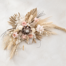 Load image into Gallery viewer, Boho Blush King Protea Everlasting arbour / backdrop flowers - HIRE ONLY
