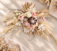 Load image into Gallery viewer, Boho Blush King Protea Everlasting arbour / backdrop flowers - HIRE ONLY

