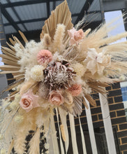 Load image into Gallery viewer, Boho Blush King Protea Everlasting arbour / backdrop flowers - HIRE ONLY
