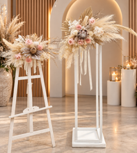 Load image into Gallery viewer, Boho Blush King Protea Everlasting arbour / backdrop flowers - HIRE ONLY
