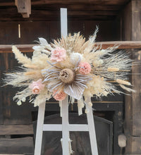 Load image into Gallery viewer, Boho Blush Banksia Everlasting arbour / backdrop or easel flowers - HIRE ONLY
