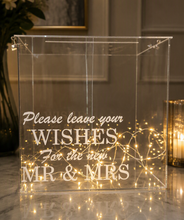 Load image into Gallery viewer, Clear Acrylic Wishing Well with love heart padlocks &amp; lights - HIRE ONLY
