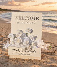Load image into Gallery viewer, Welcome sign Flower box &amp; white flowers - HIRE ONLY
