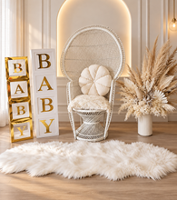 Load image into Gallery viewer, White fluffy rug – 2 available – additional decor - HIRE ONLY
