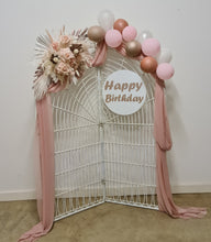 Load image into Gallery viewer, Happy Birthday blush flowers &amp; backdrop - HIRE ONLY
