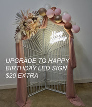 Load image into Gallery viewer, Happy Birthday blush flowers &amp; backdrop - HIRE ONLY

