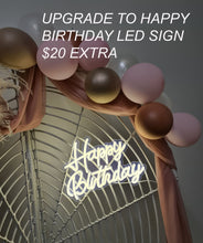Load image into Gallery viewer, Happy Birthday blush flowers &amp; backdrop - HIRE ONLY
